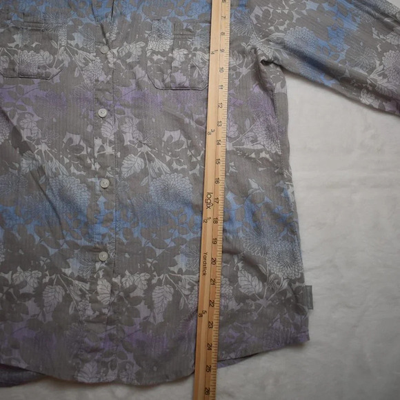 Woolrich Floral Shirt Sz S Button Down Roll Tab Sleeve 100% Cotton Boho Artsy - Picture 11 of 14